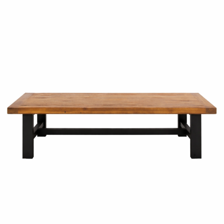 Table basse en pin massif avec piètement noir MAZOT