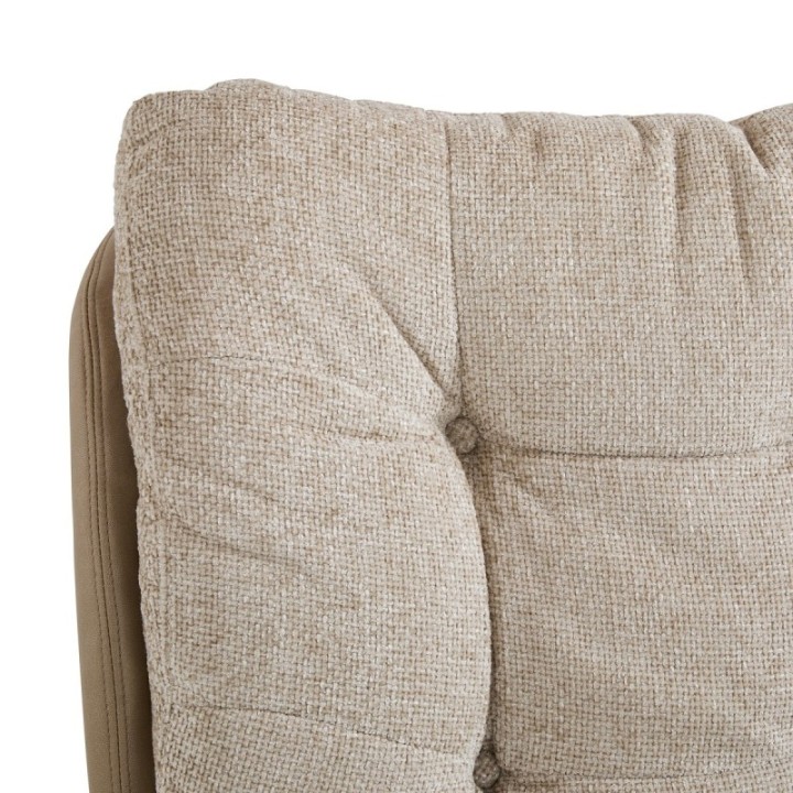 Fauteuil pivotant en tissu beige avec repose pied MANU