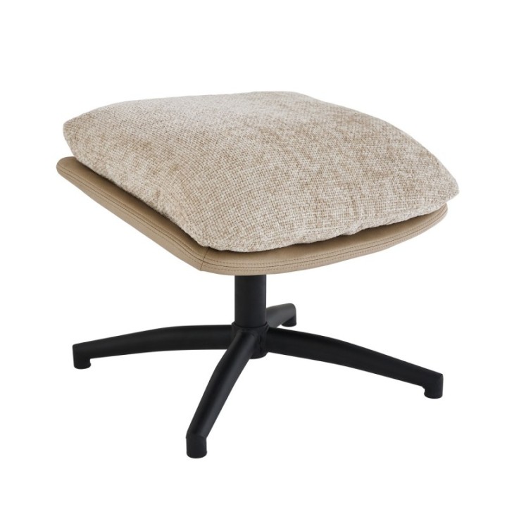 Fauteuil pivotant en tissu beige avec repose pied MANU