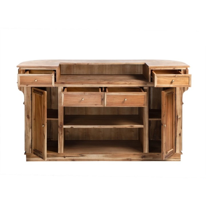 Comptoir aux bords arrondis en bois massif vieilli ESTAMINET