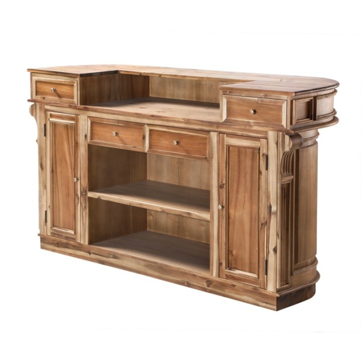 Comptoir aux bords arrondis en bois massif vieilli ESTAMINET