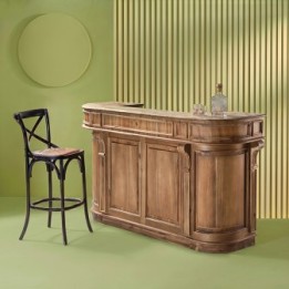 Comptoir aux bords arrondis en bois massif vieilli ESTAMINET