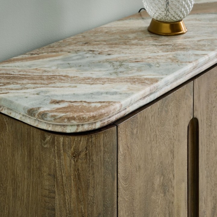 Buffet en bois massif et marbre BUREN