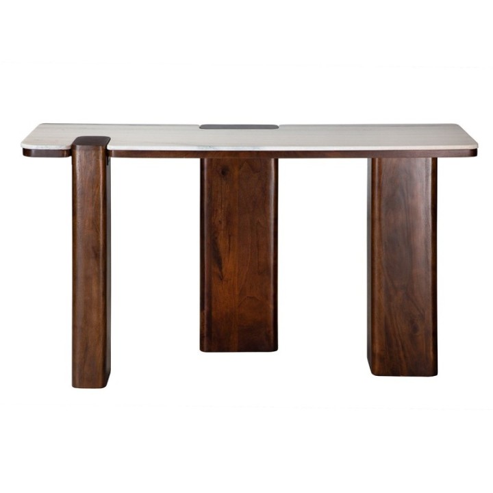 Console en bois de manguier et marbre PUZZLE