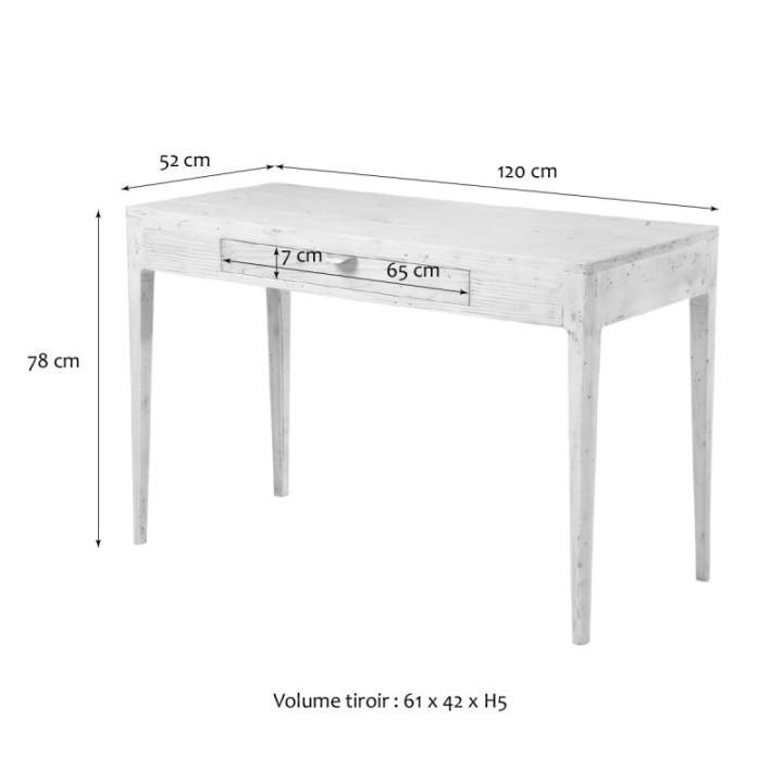 Bureau 1 tiroir en pin massif HENRI