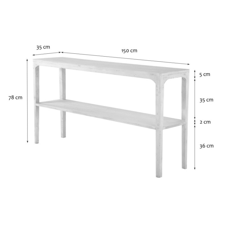 Console double plateaux en pin massif HENRI
