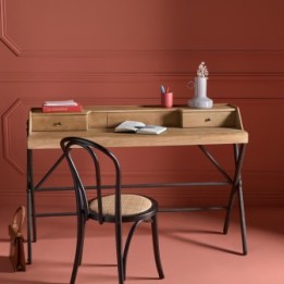 Chaise bistrot en hêtre noir et rotin