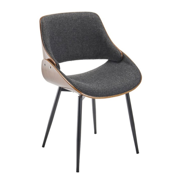 Chaise vintage Mannix en tissu gris et bois