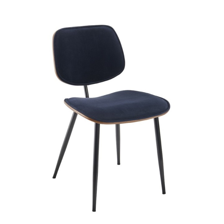 Chaise vintage Olympia en velours bleu