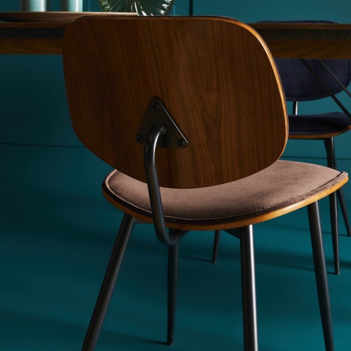 Chaise vintage Olympia en velours marron