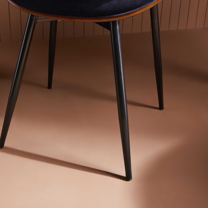 Chaise vintage Mannix en velours bleu