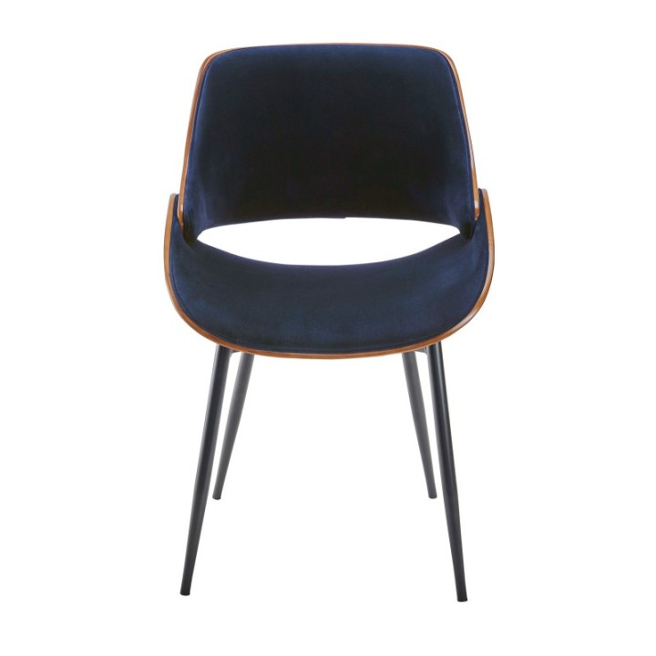 Chaise vintage Mannix en velours bleu