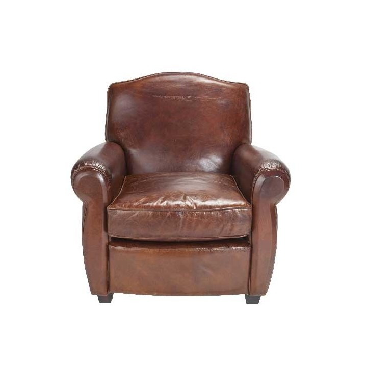 Fauteuil moustache en cuir pleine fleur