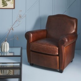 Fauteuil moustache en cuir pleine fleur