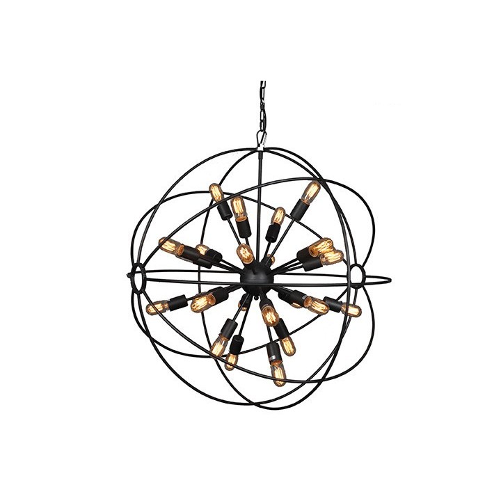 Grand lustre Spoutnik rond esprit industriel