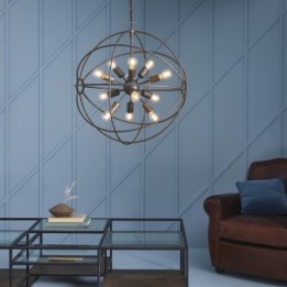 Grand lustre Spoutnik rond esprit industriel