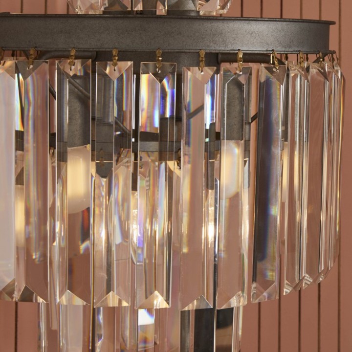 Lampe à poser esprit années 50, avec pampilles