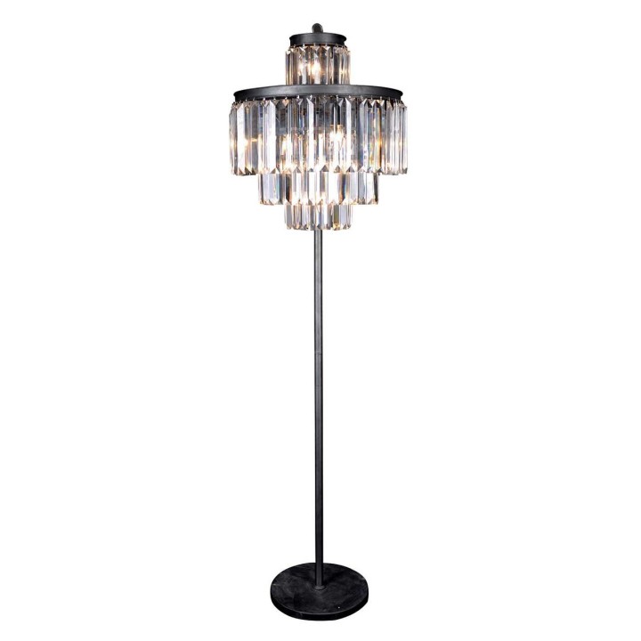 Lampe prête à poser esprit années 50, pampilles en verre