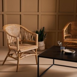 Fauteuil en rotin vintage tressé