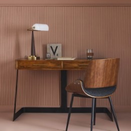 Bureau en chêne brûlé et piètement métal, collection Scarlette
