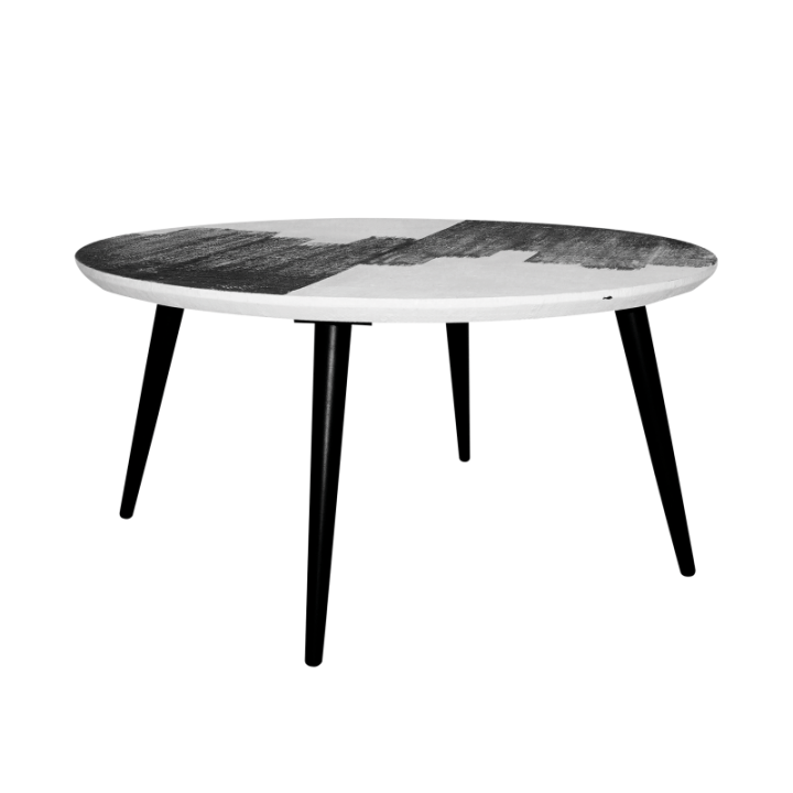 Table basse plateau en JANUR noir et blanc ABSTRACT