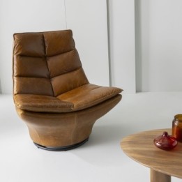 Fauteuil Pivotant en Cuir Camel - ACHILLE