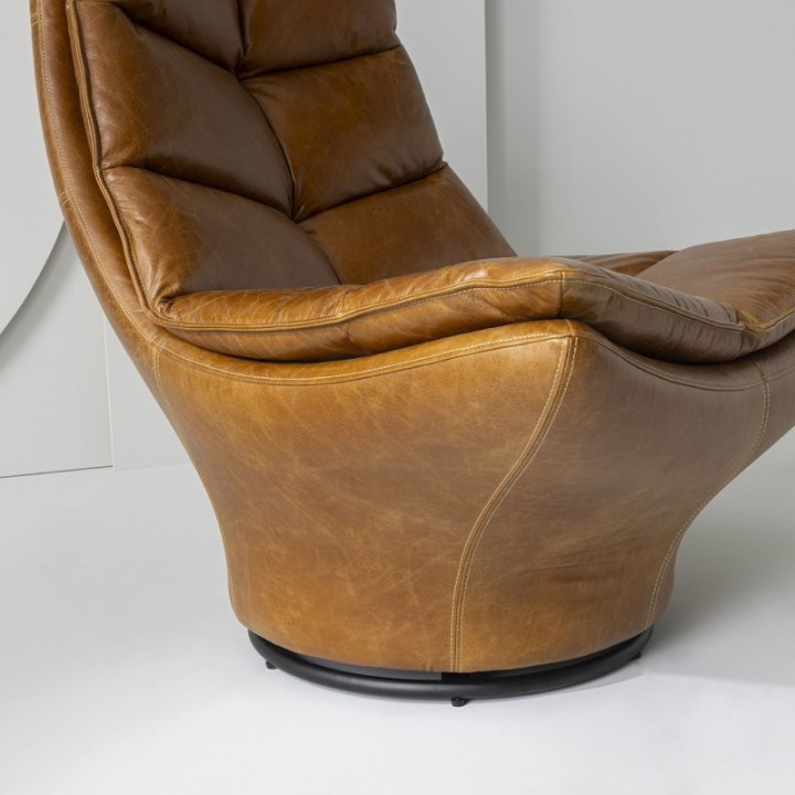 Fauteuil Pivotant en Cuir Camel - ACHILLE