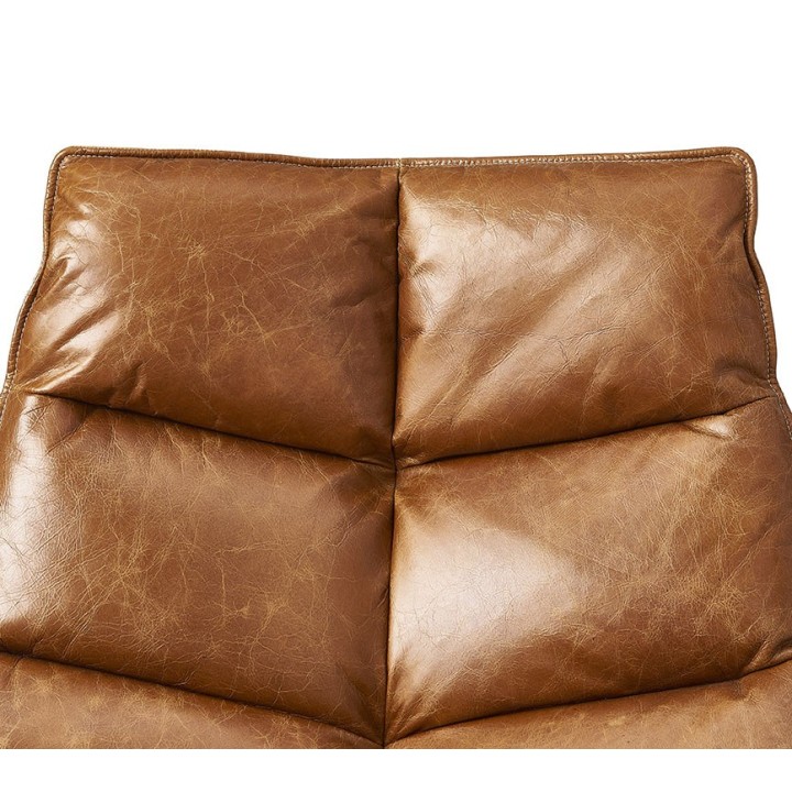 Fauteuil Pivotant en Cuir Camel - ACHILLE