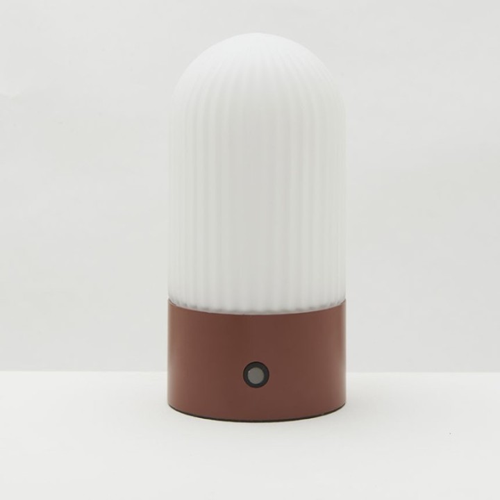 Lampe portable en métal terracotta et opaline TOUAREG