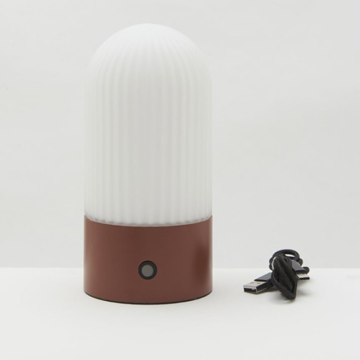 Lampe portable en métal terracotta et opaline TOUAREG