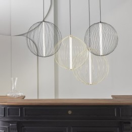Lustre en métal noir et globe D50 cm ATOME