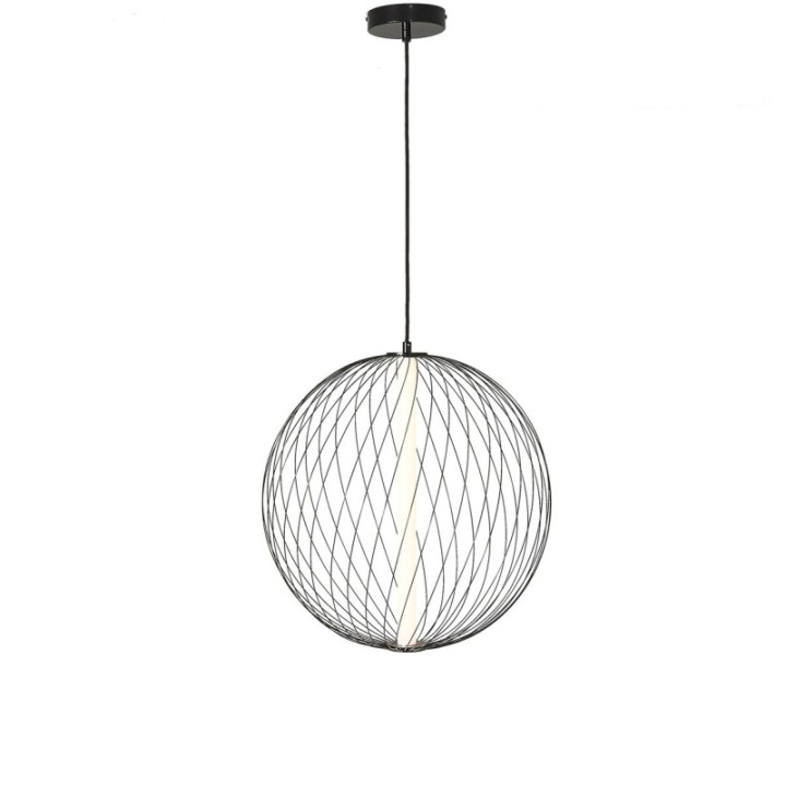 Lustre en métal noir et globe D50 cm ATOME