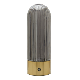 Lampe portable en métal doré et verre fumé H27 cm - TOUAREG