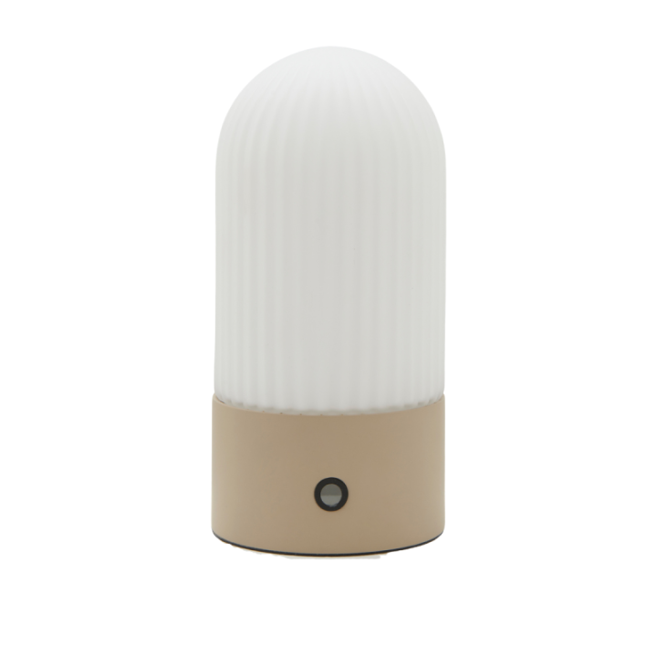 Lampe portable en métal crème et opaline TOUAREG