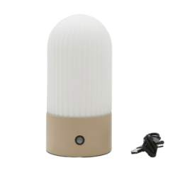 Lampe portable en métal crème et opaline TOUAREG