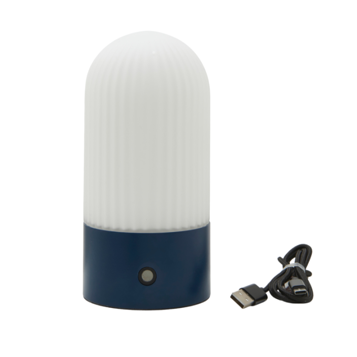 Lampe portable en métal bleue et opaline TOUAREG