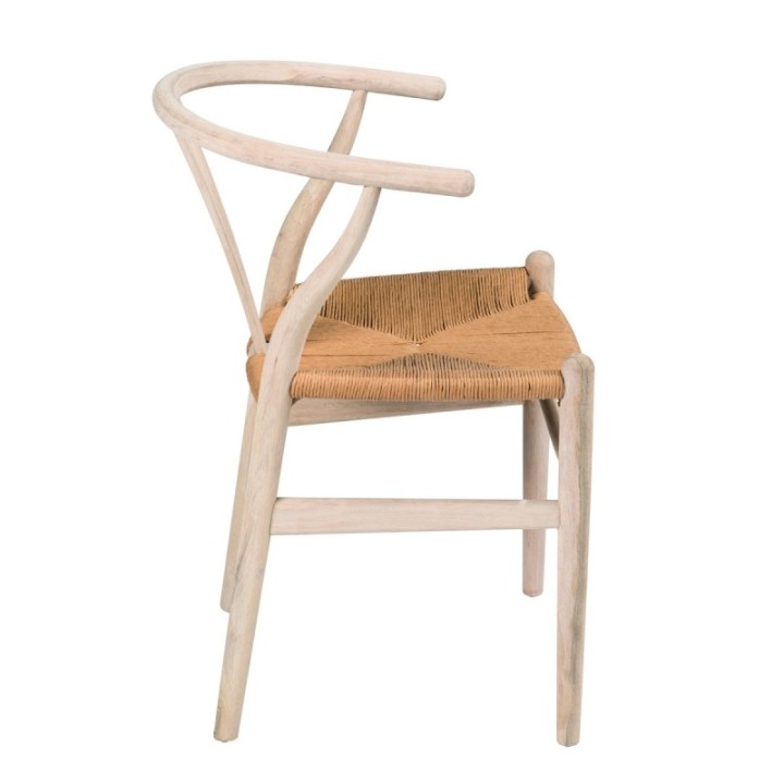 Lot de 6 chaises en chêne blanchi et assise paille  OSLO