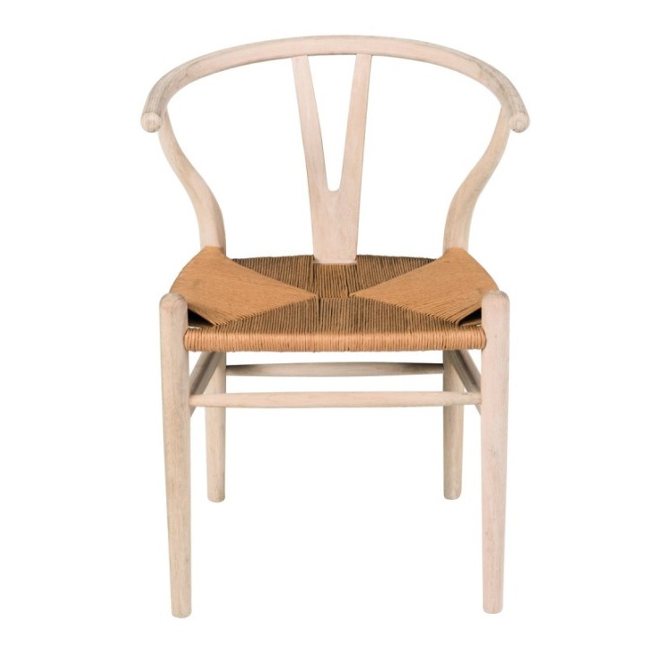 Lot de 6 chaises en chêne blanchi et assise paille  OSLO