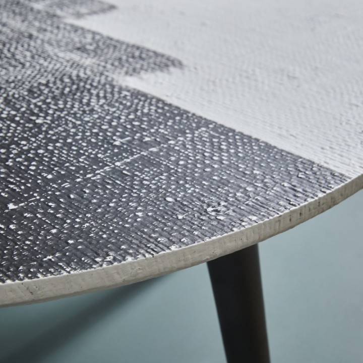Table basse plateau en JANUR noir et blanc ABSTRACT