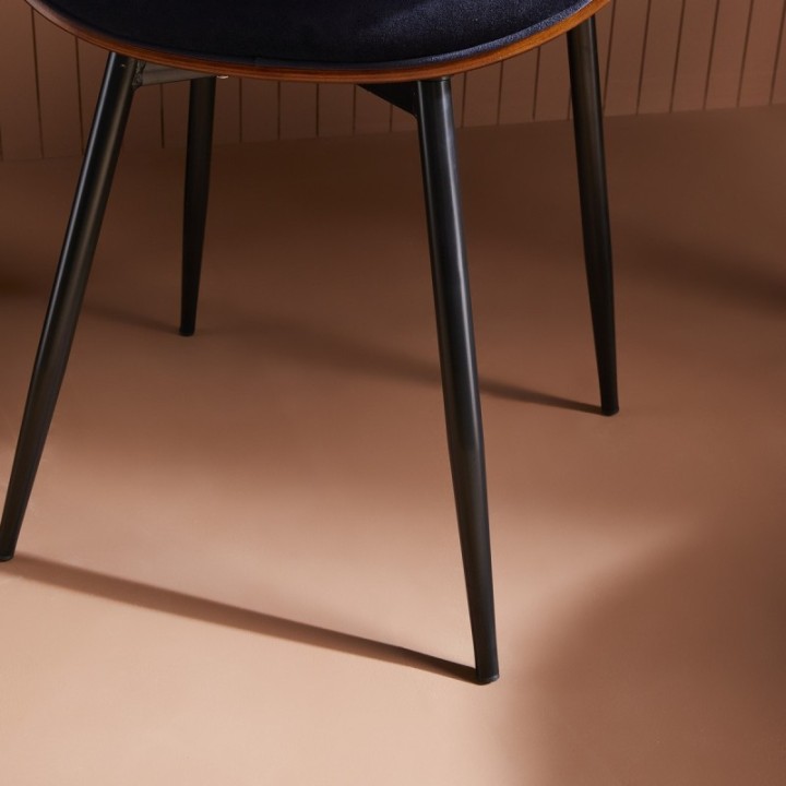 Chaise vintage Mannix en velours bleu