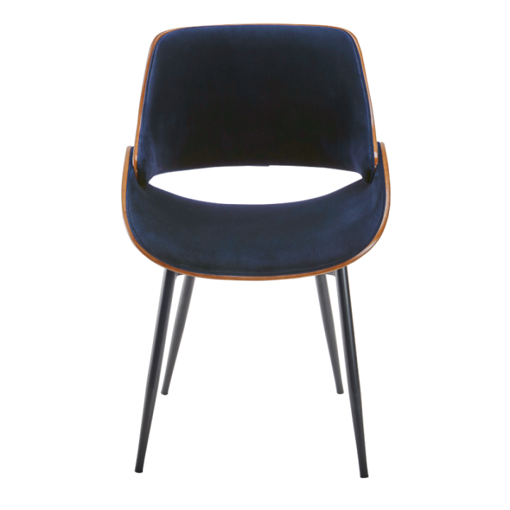 Chaise vintage Mannix en velours bleu