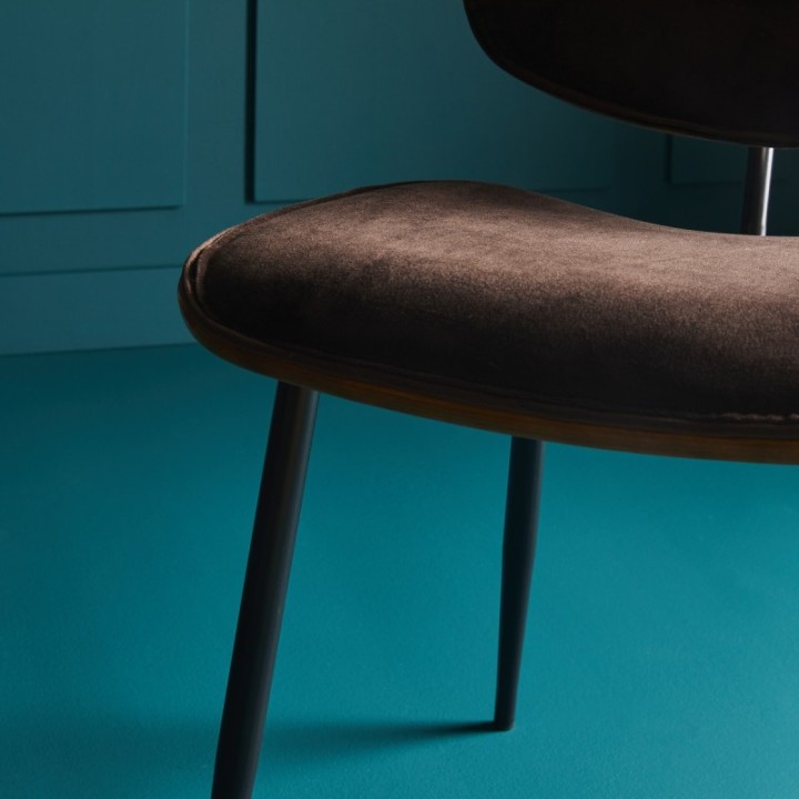 Chaise vintage Olympia en velours marron