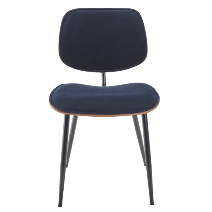 Chaise vintage Olympia en velours bleu