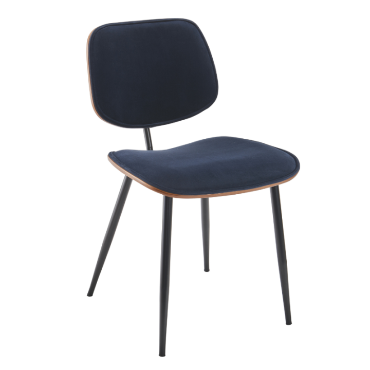 Chaise vintage Olympia en velours bleu