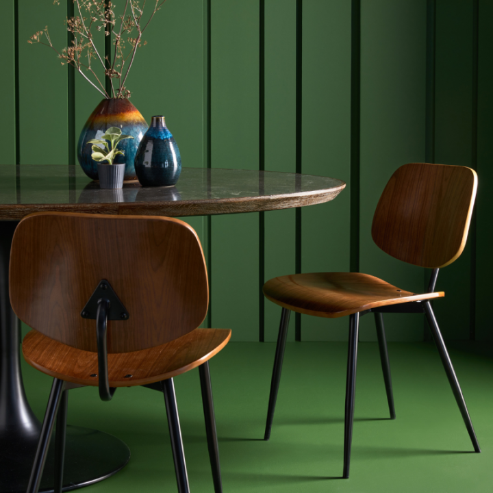 Chaise vintage Olympia en noyer