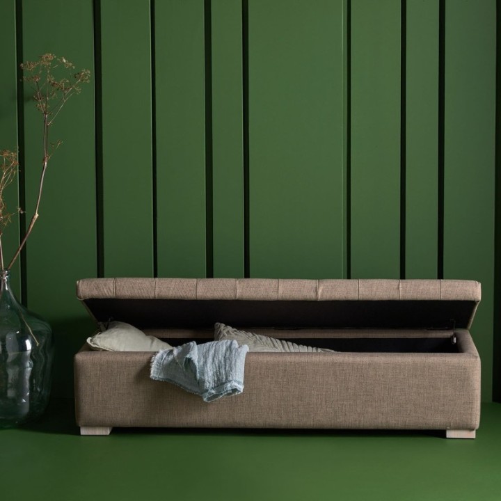 Coffre de lit capitonné transformable en banc