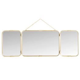 Miroir de barbier vintage amovible, finition laiton doré