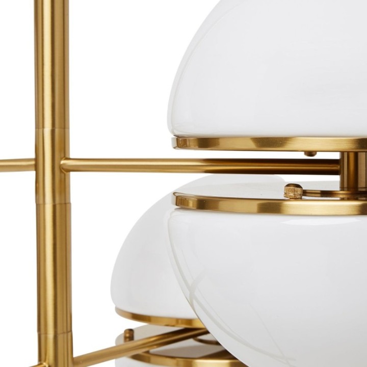 Lustre en métal doré avec globes en opaline MONTPARNASSE