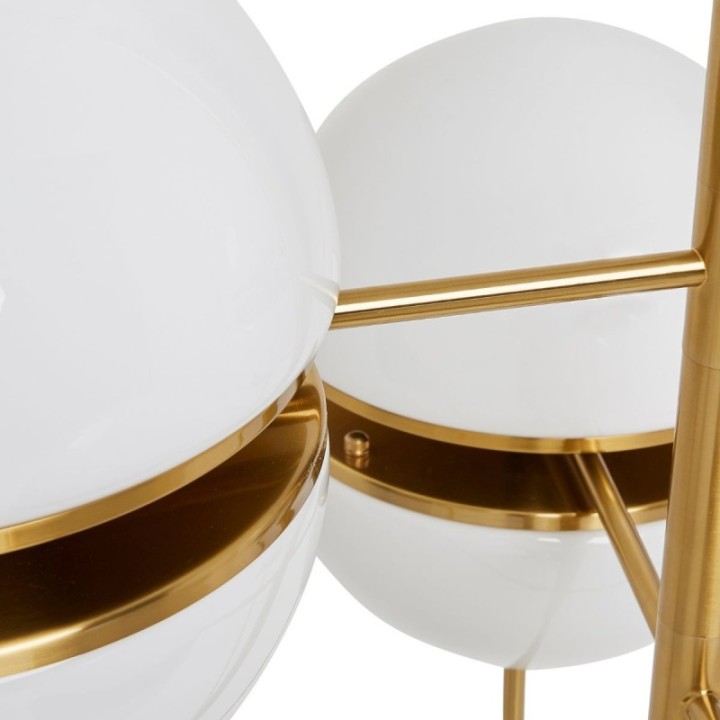 Lustre en métal doré avec globes en opaline MONTPARNASSE