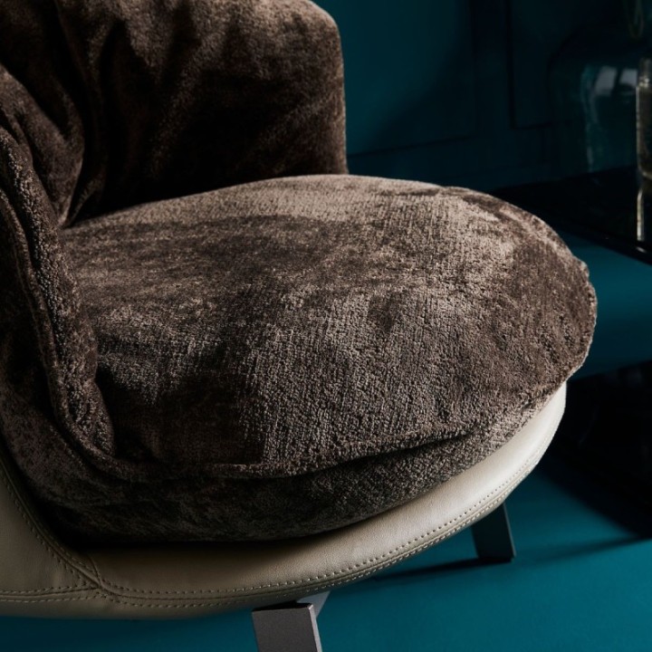 Fauteuil en vinyle beige avec assise amovible marron BOB
